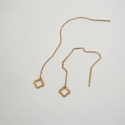 گوشواره طلا بخیه ای طرح گل