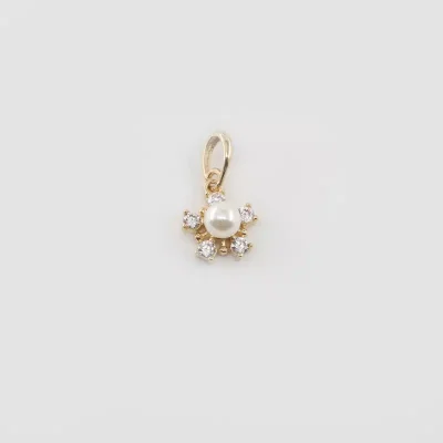 پلاک طلا گل مرواريد نگین دار