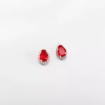 نيم ست طلا سفید نگين قرمز