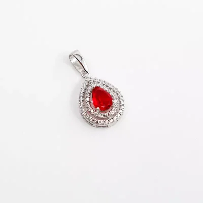 نيم ست طلا سفید نگين قرمز